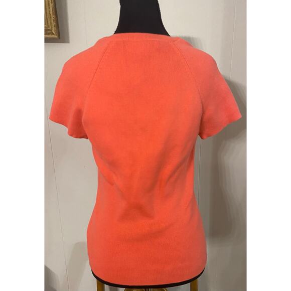 Tommy Hilfiger Ribbed Short Sleeve Pink Round Neck Snap Henley Sweater Shirt Med - Picture 6 of 6